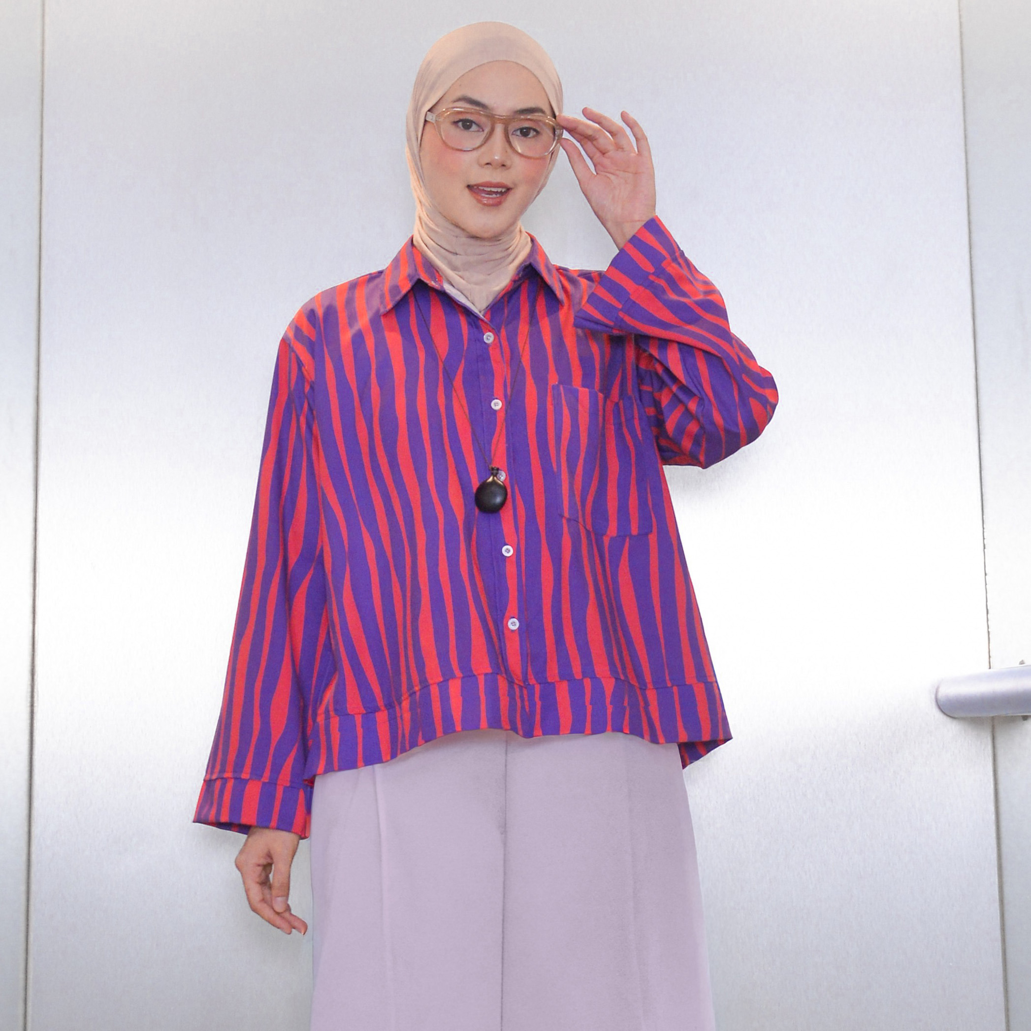 Boxy Printed Shirt Magenta