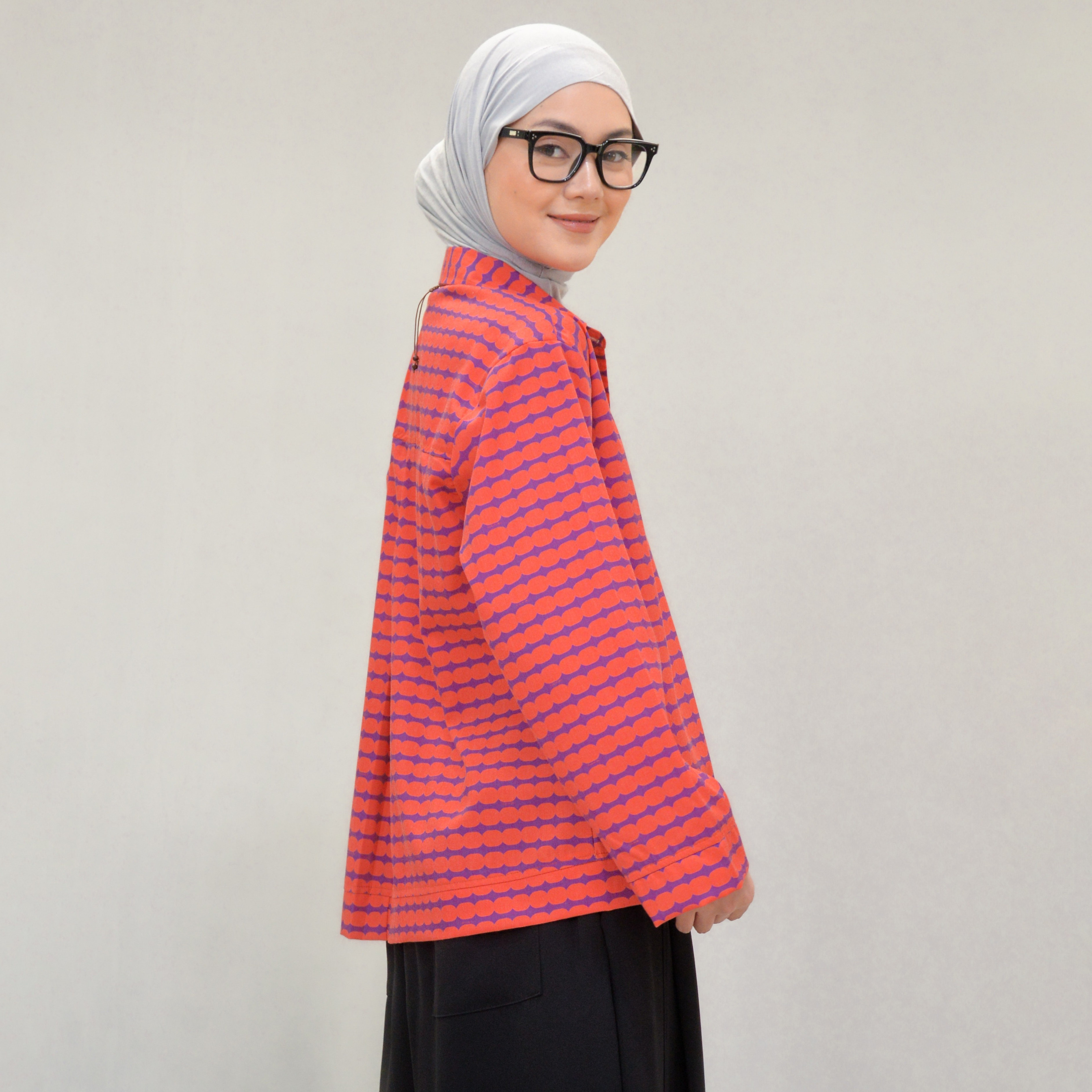 Boxy Printed Shirt Orenji