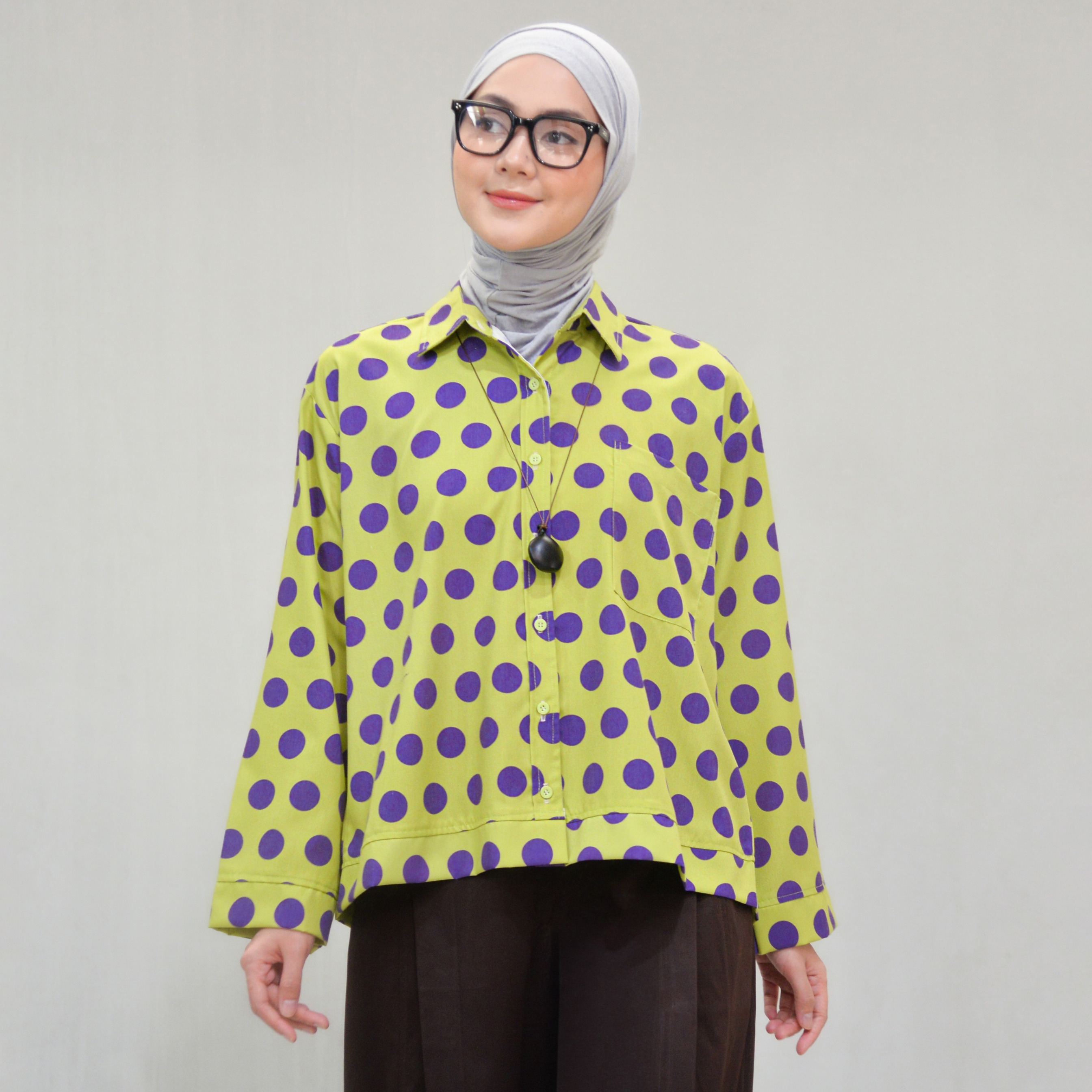 Boxy Printed Shirt PolkaLime