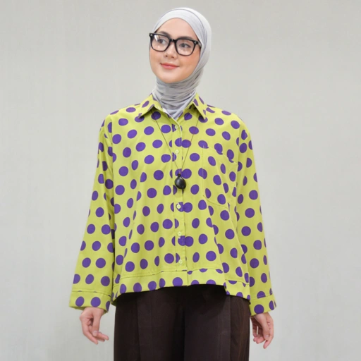 Boxy Printed Shirt PolkaLime (PO 7 HARI)