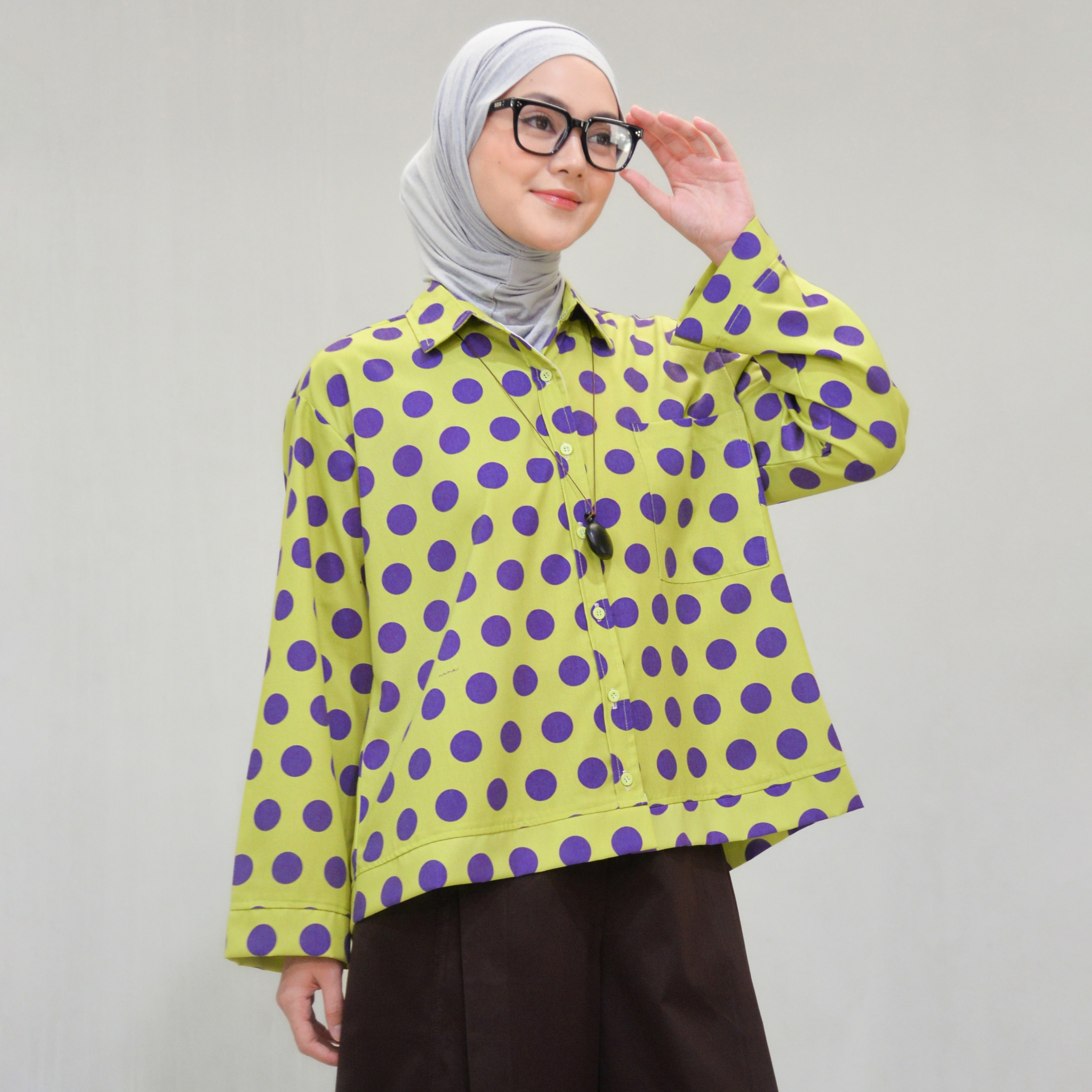 Boxy Printed Shirt PolkaLime