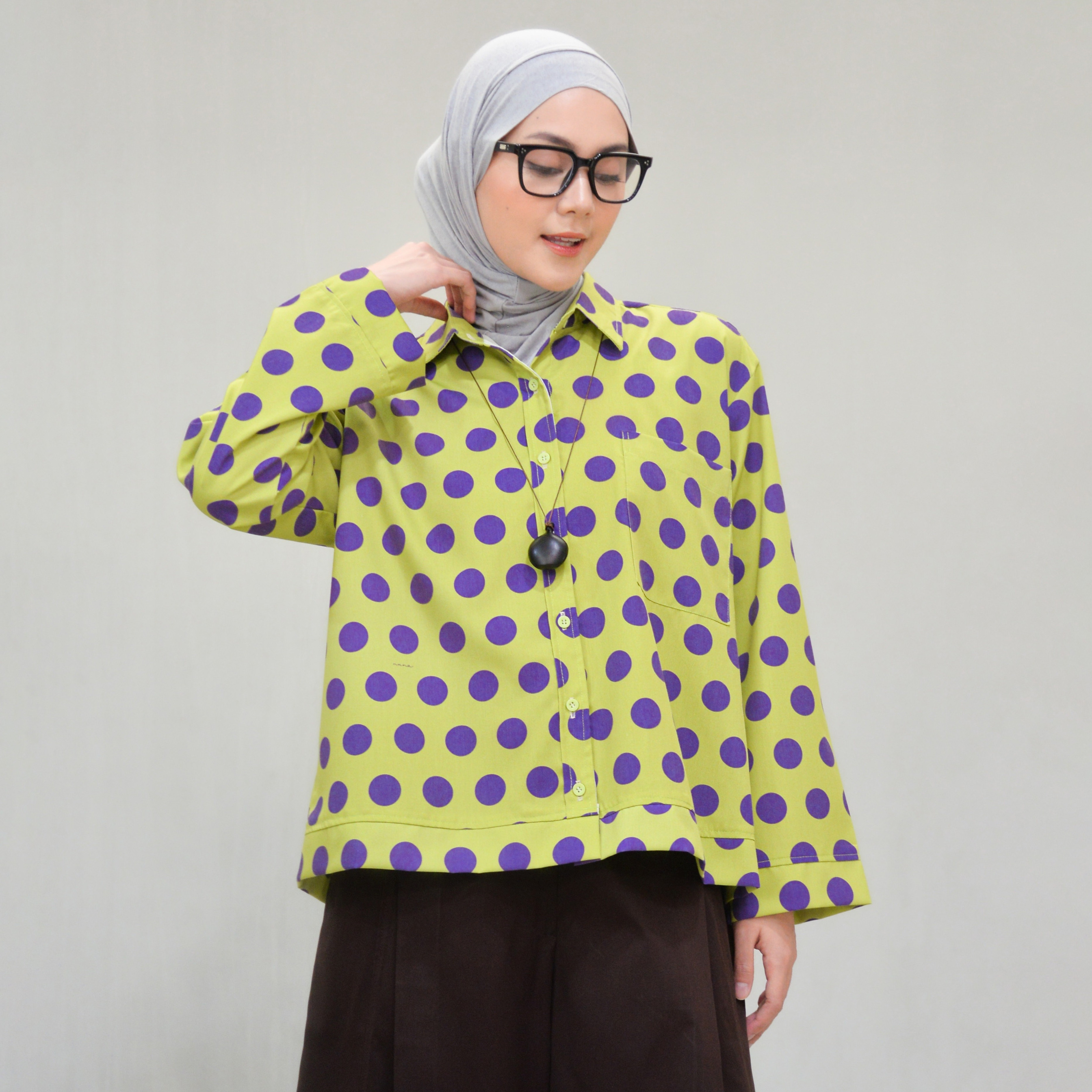 Boxy Printed Shirt PolkaLime