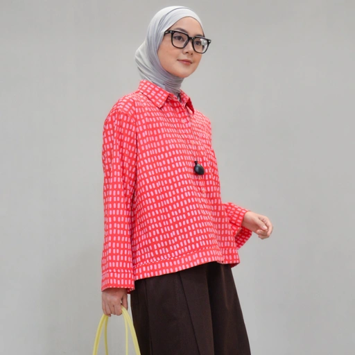 Boxy Printed Shirt PoppyRed