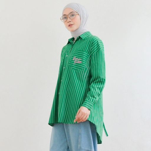 Image of Dhien Stripe Shirt Greeny