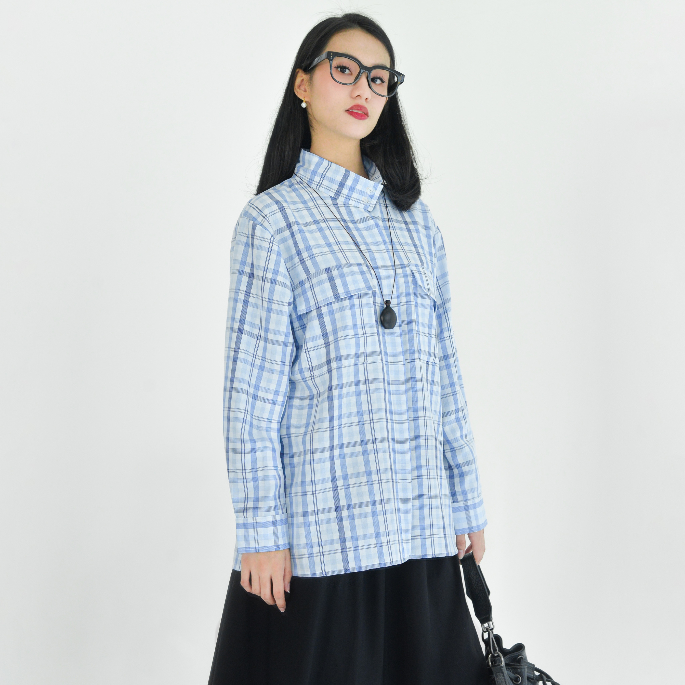 Emma Plaid Shirt Marine