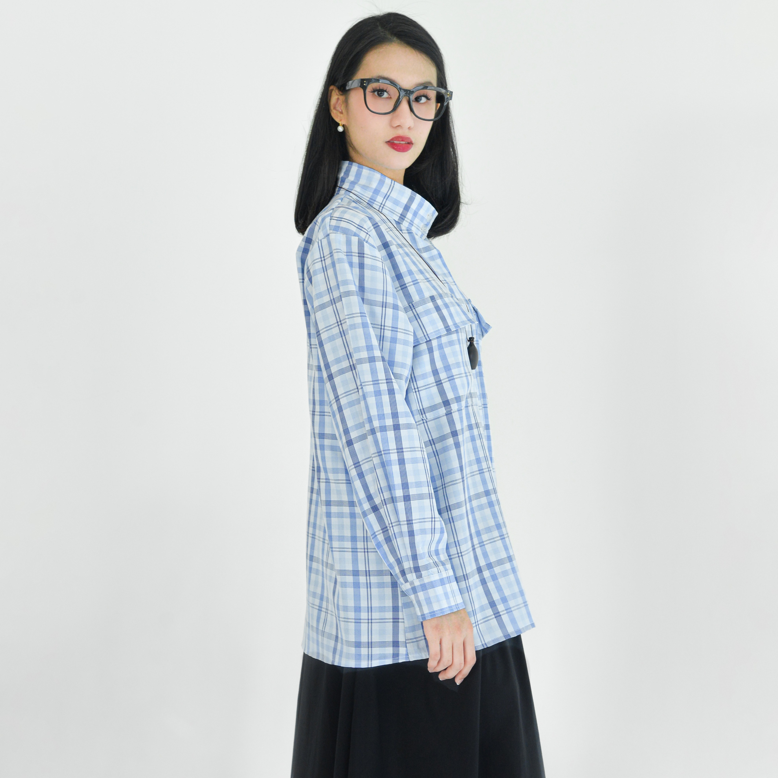 Emma Plaid Shirt Marine