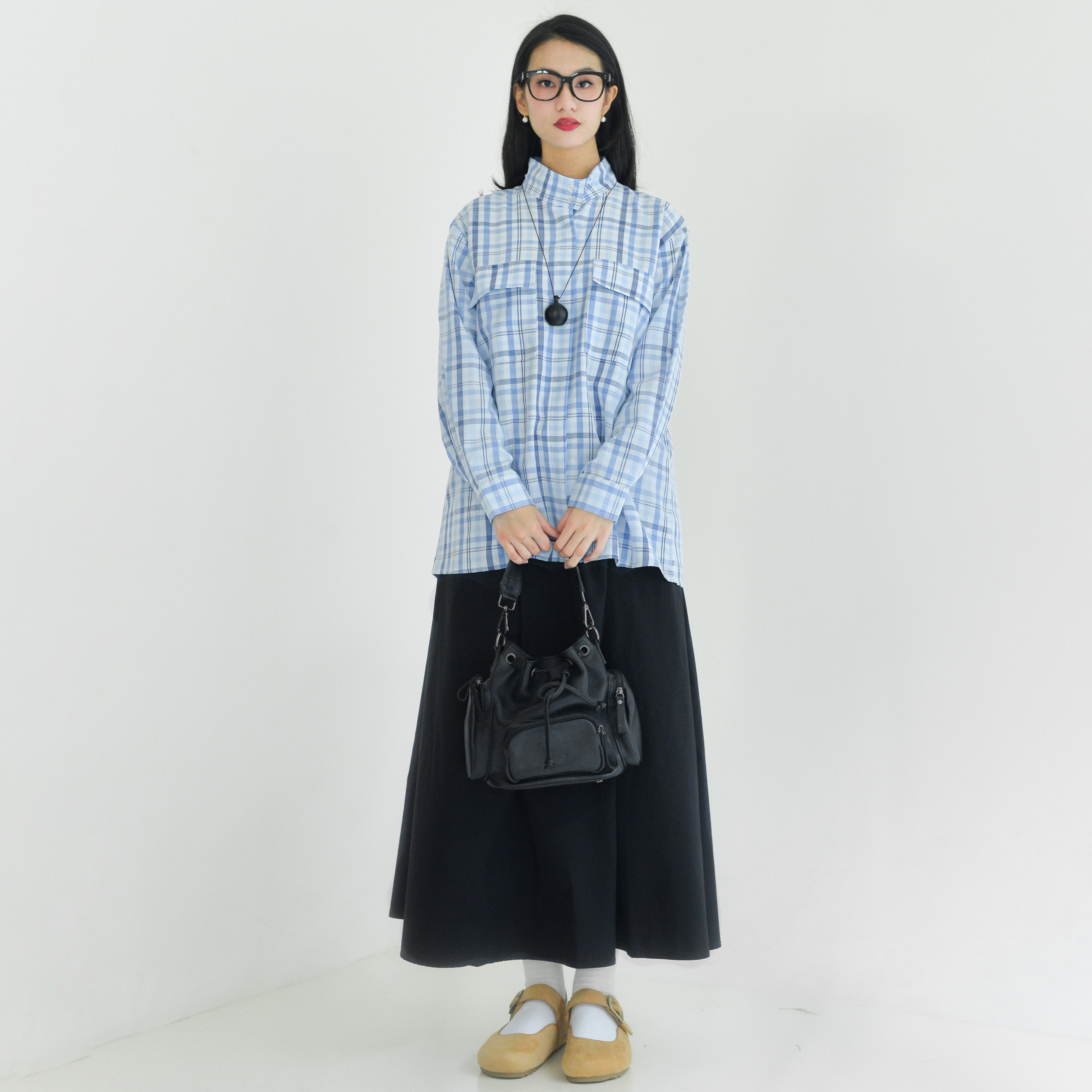Emma Plaid Shirt Marine