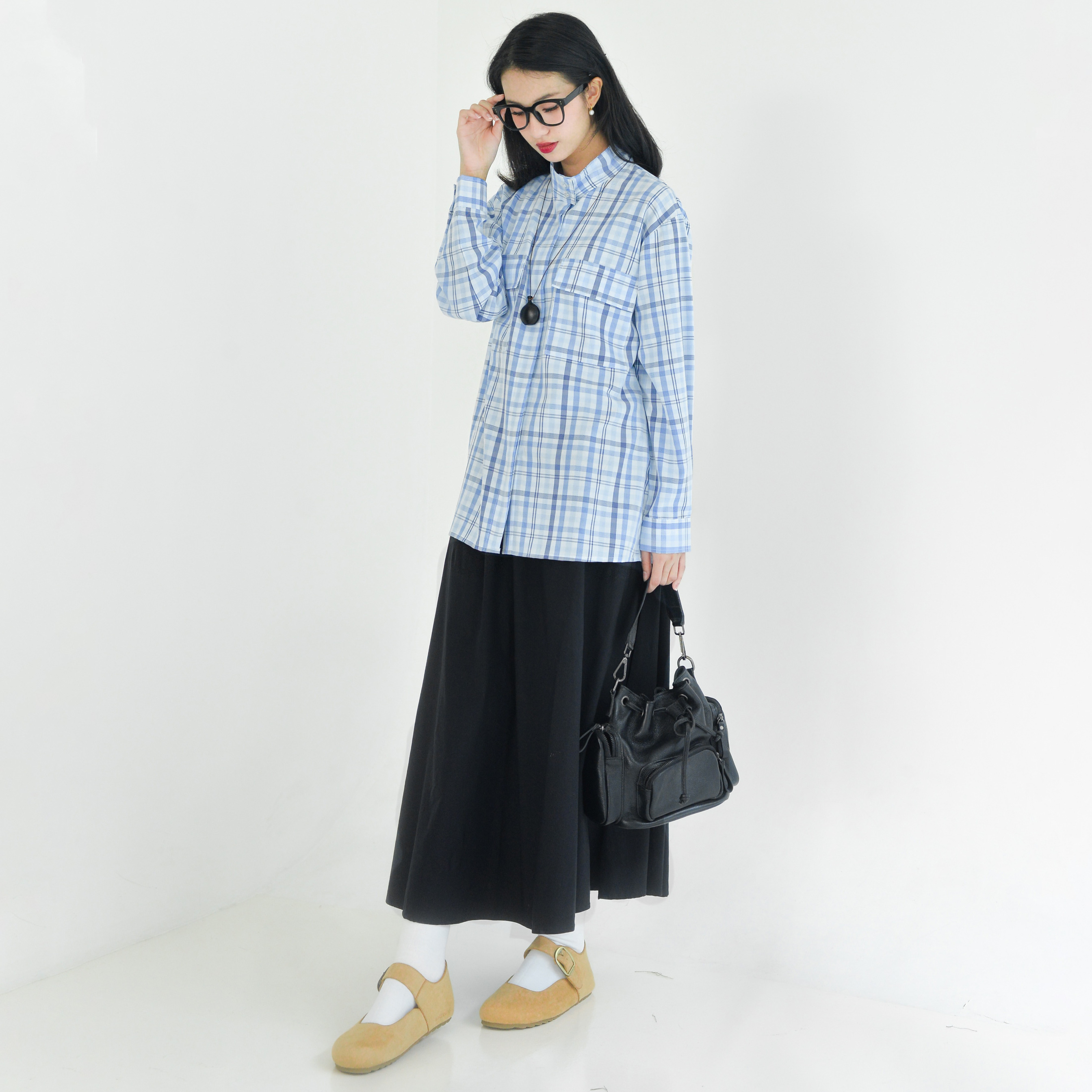 Emma Plaid Shirt Marine