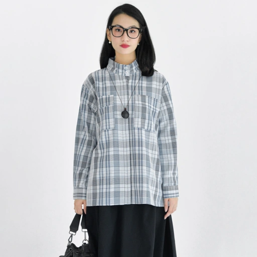 Image of Emma Plaid Shirt OnyxBlack