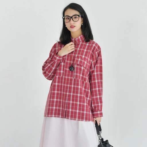 Image of Emma Plaid Shirt RedBerry