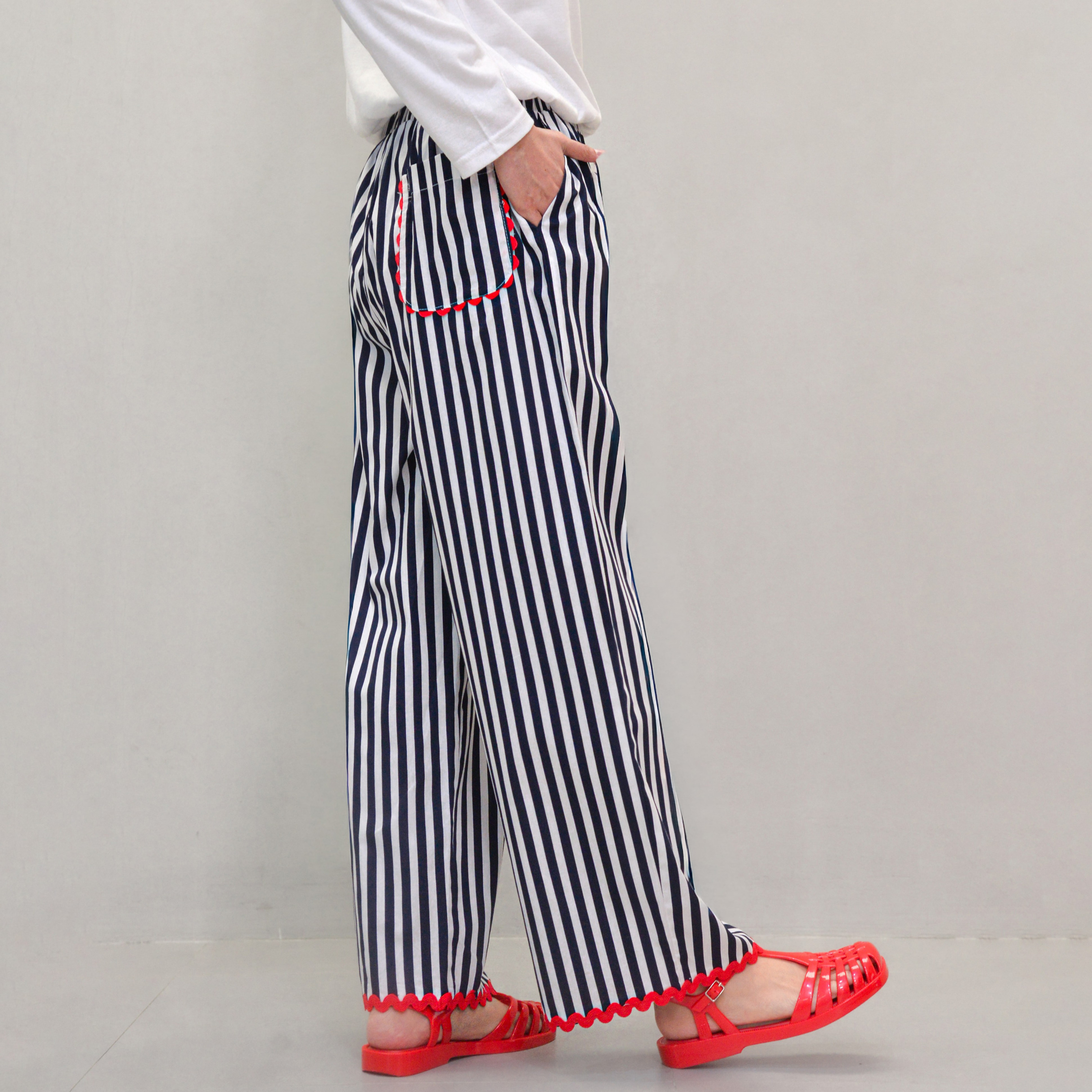 Enzy Stripe Pants BlueNavy