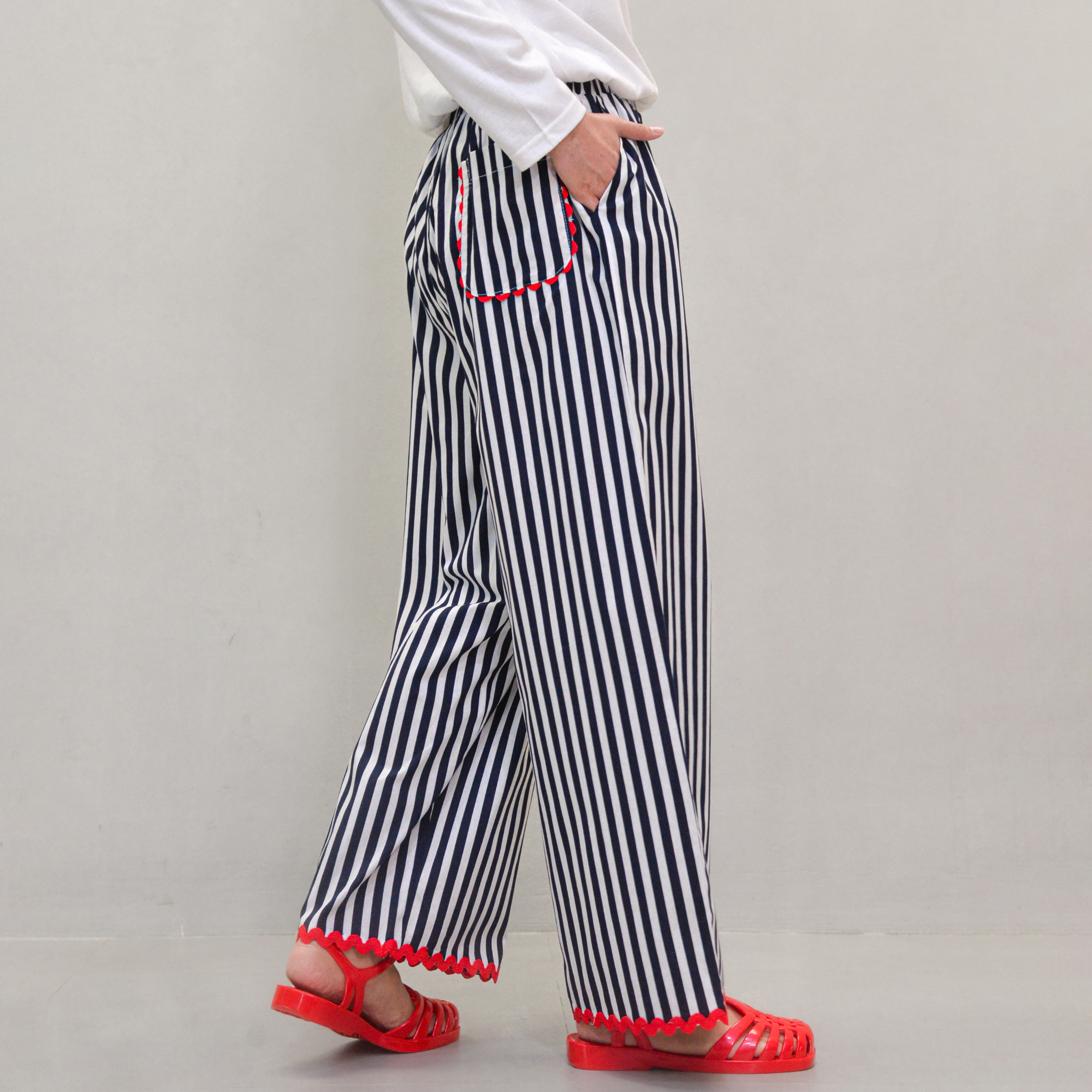Enzy Stripe Pants BlueNavy
