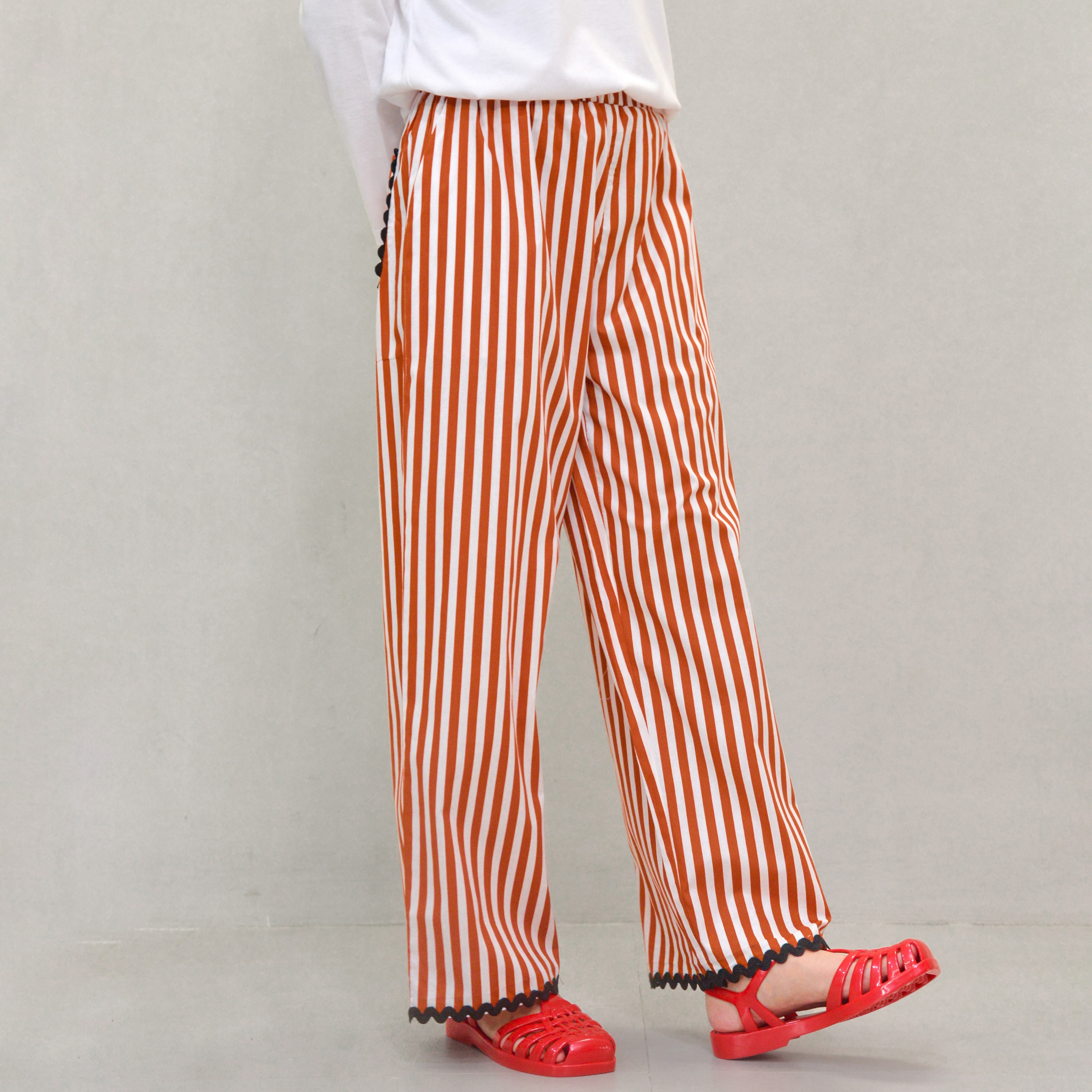 Enzy Stripe Pants Brick