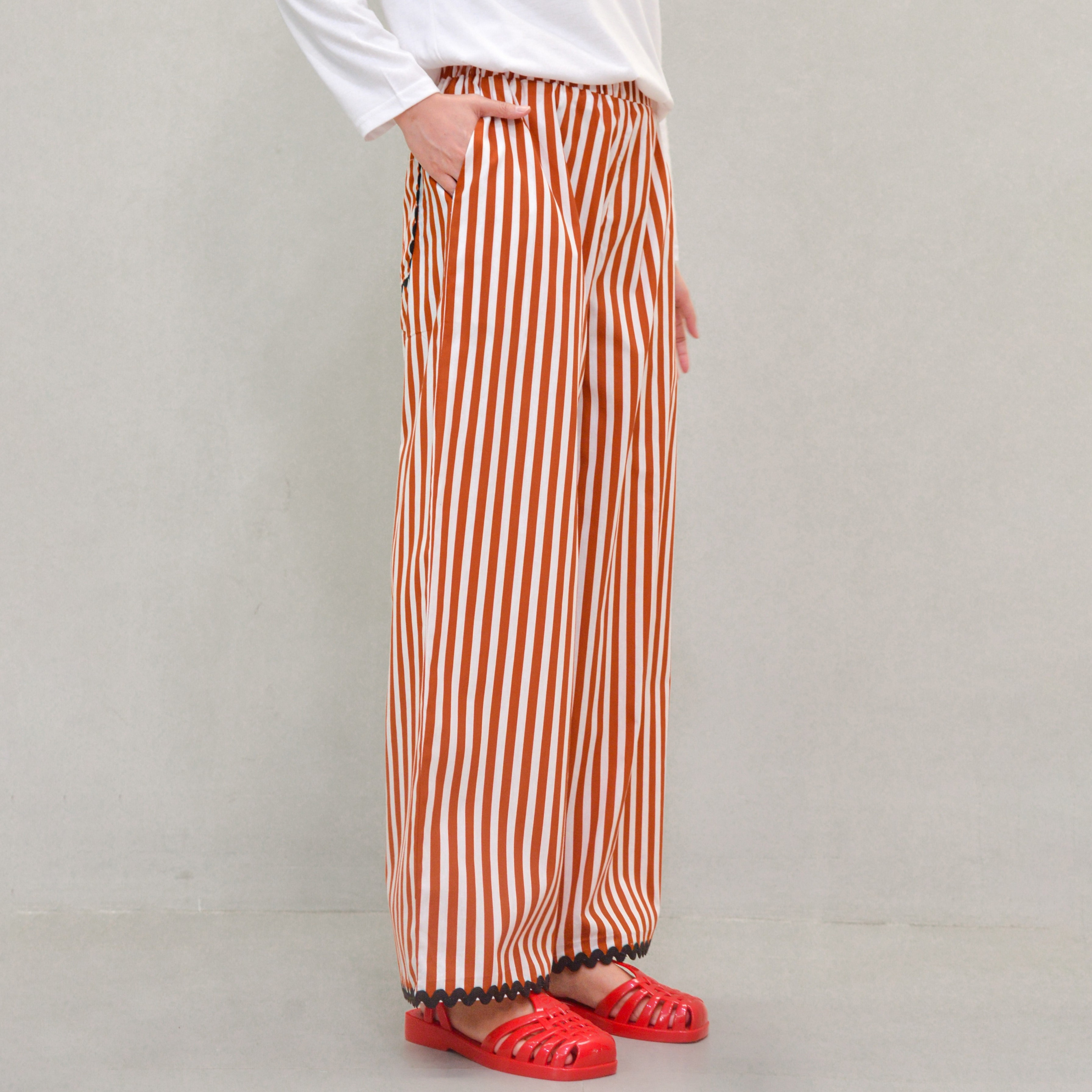 Enzy Stripe Pants Brick