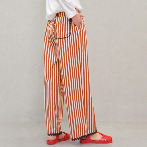 Enzy Stripe Pants Brick