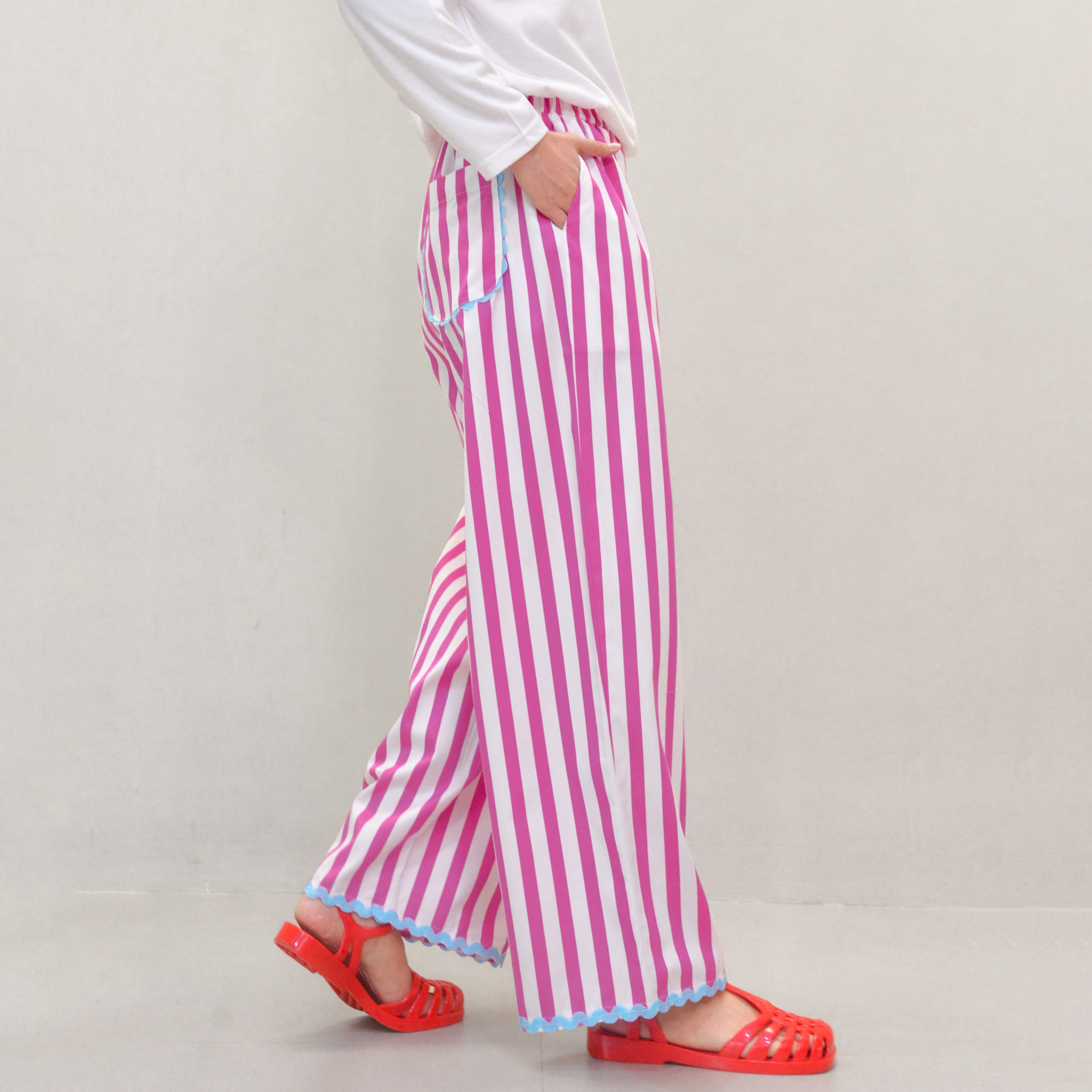 Enzy Stripe Pants Fuschia