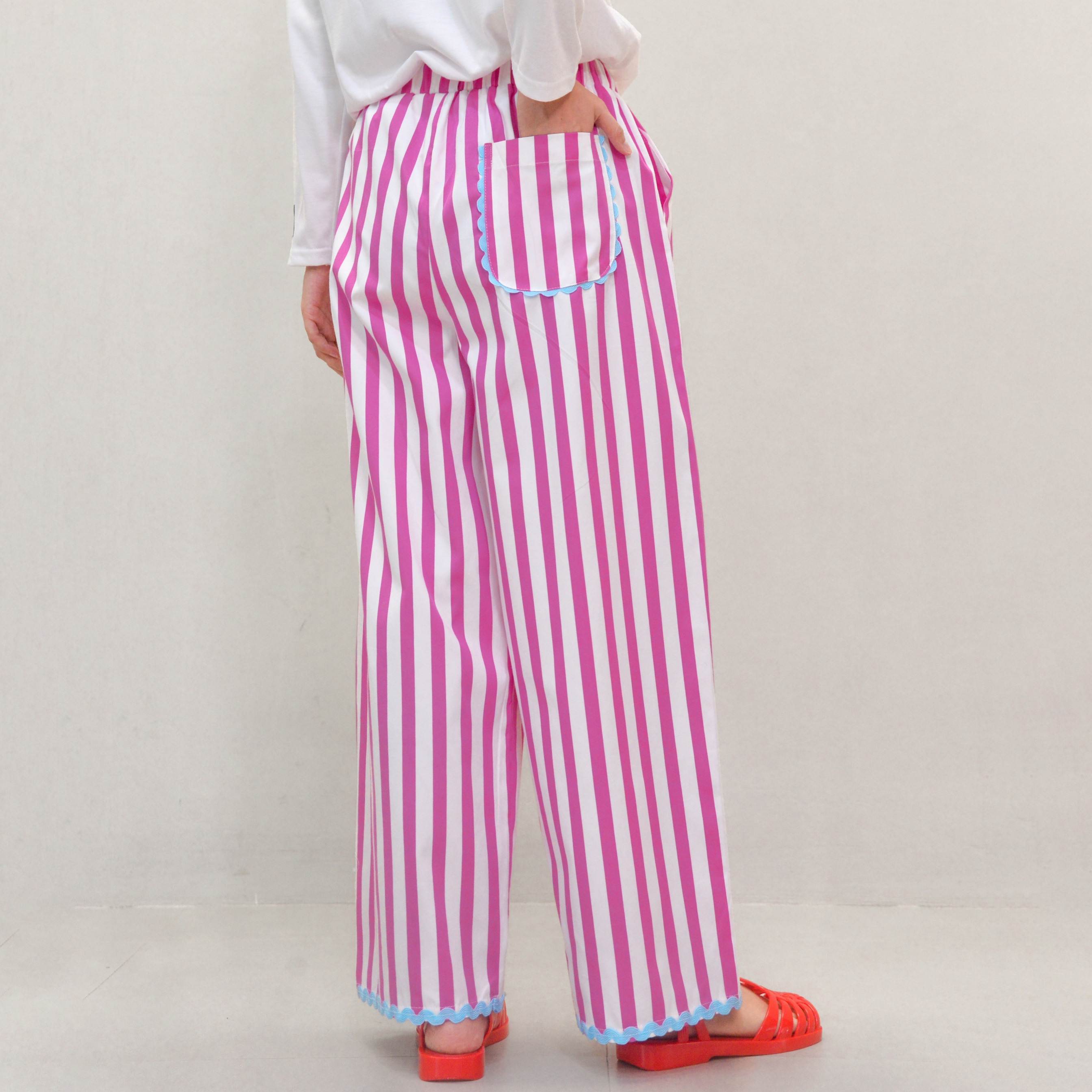 Enzy Stripe Pants Fuschia