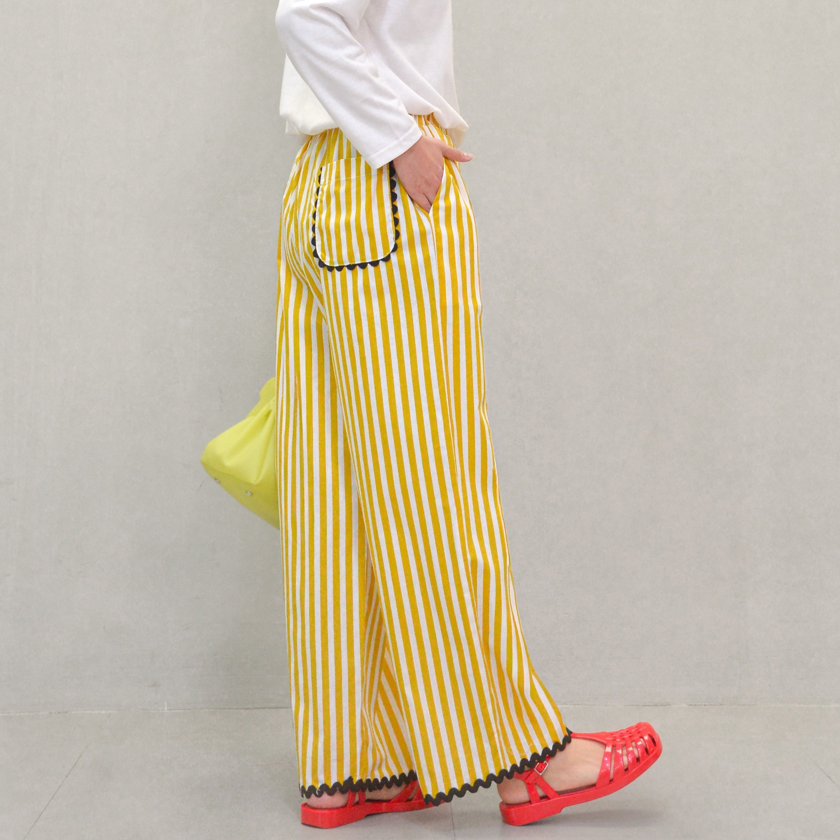 Enzy Stripe Pants Mustard