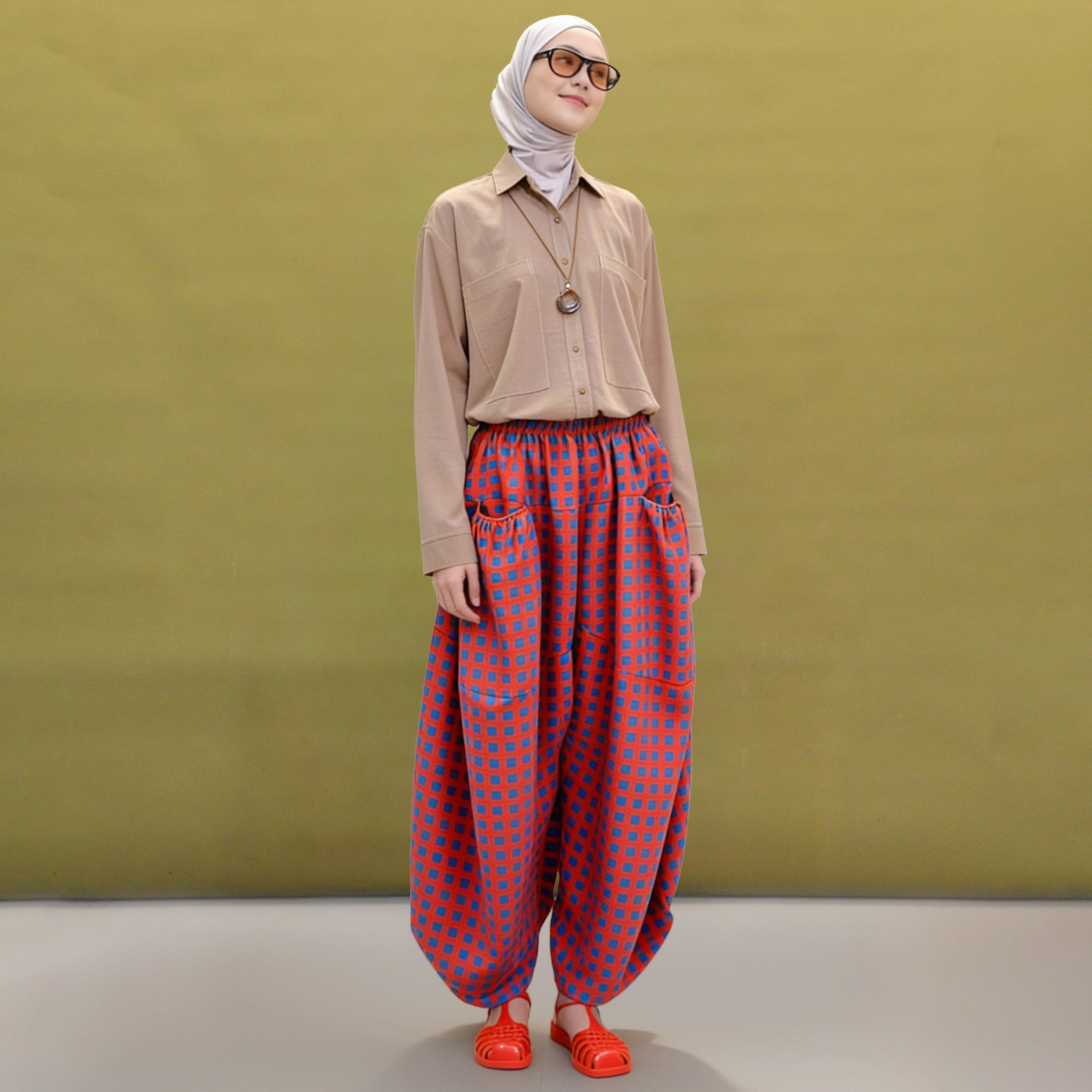 Hareem Printed Pants Grid