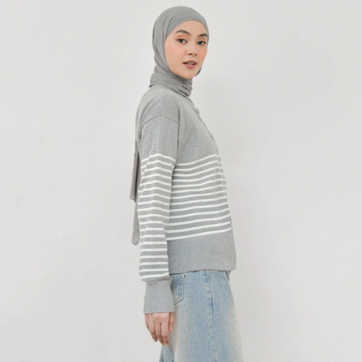 Image of Mika Stripe Knit Grey
