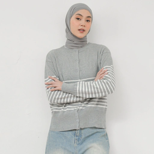 Image of Mika Stripe Knit Grey