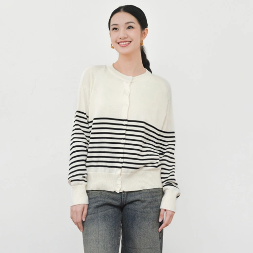 Image of Mika Stripe Knit Pearl