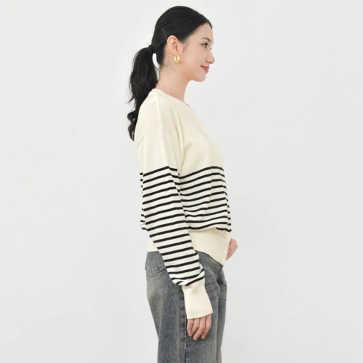 Image of Mika Stripe Knit Pearl