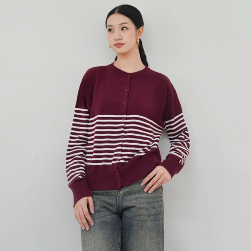 Image of Mika Stripe Knit Wine