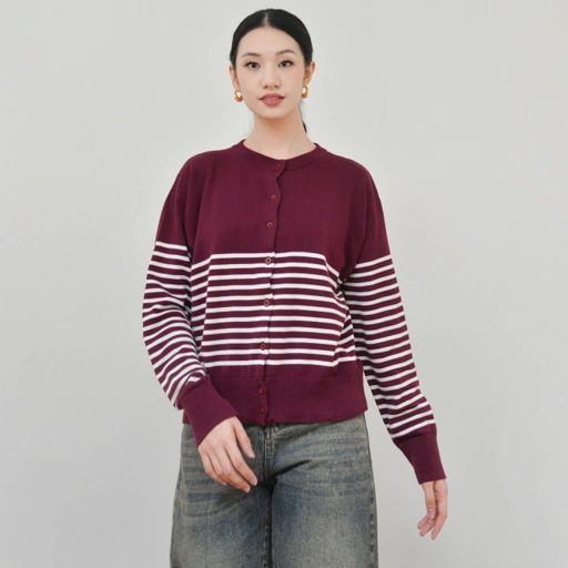 Image of Mika Stripe Knit Wine