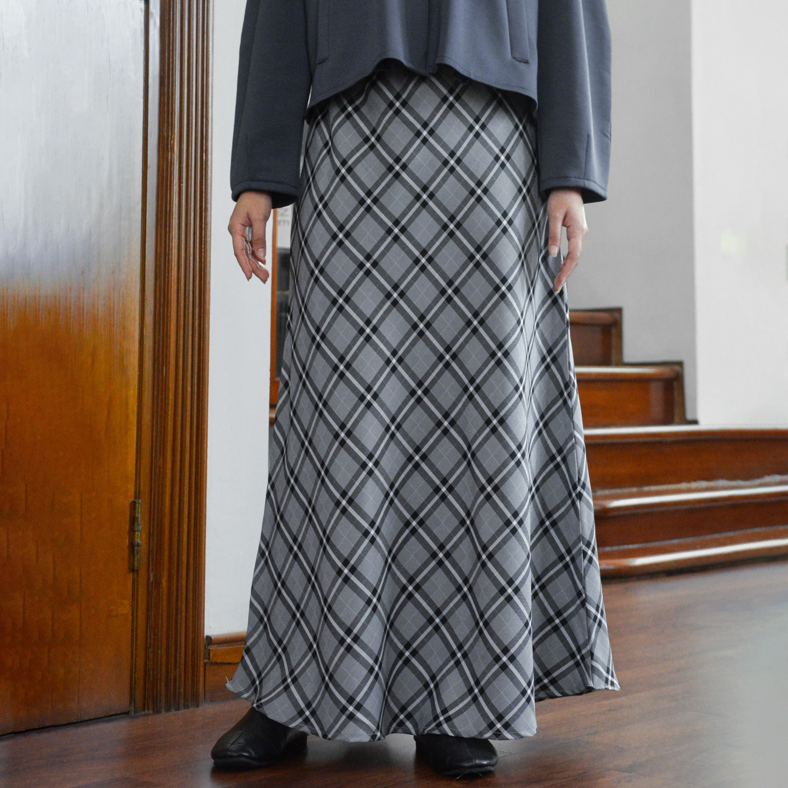 Plaid Slip Skirt Grey