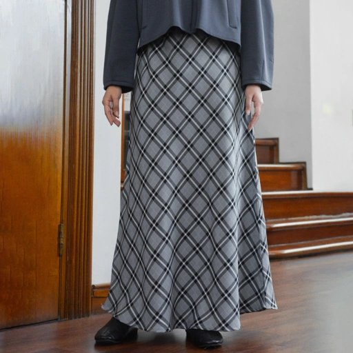 Plaid Slip Skirt Grey