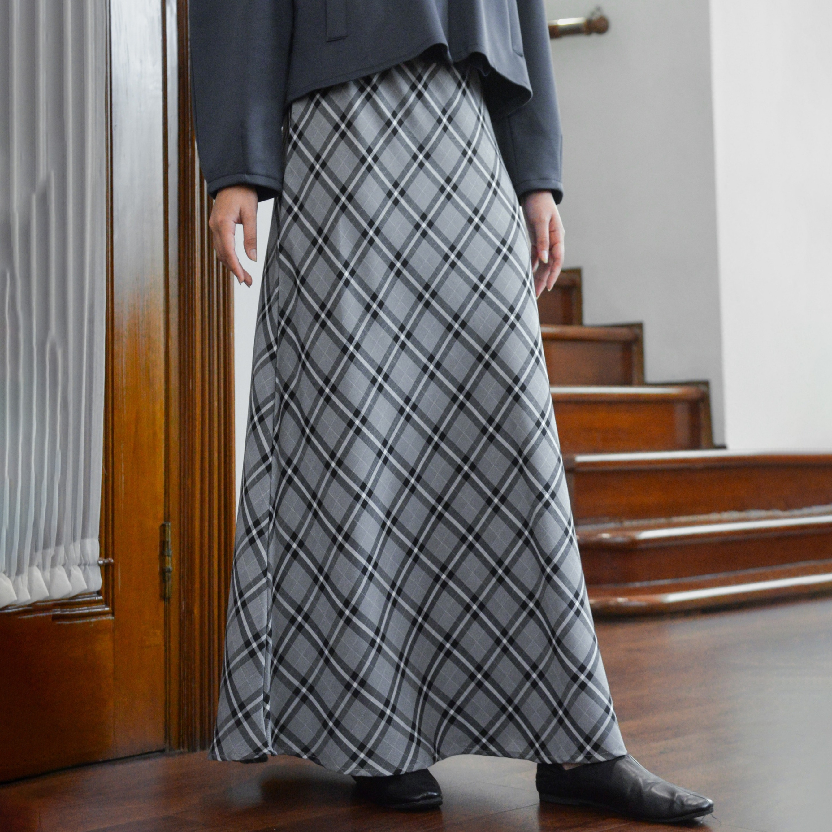 Plaid Slip Skirt Grey