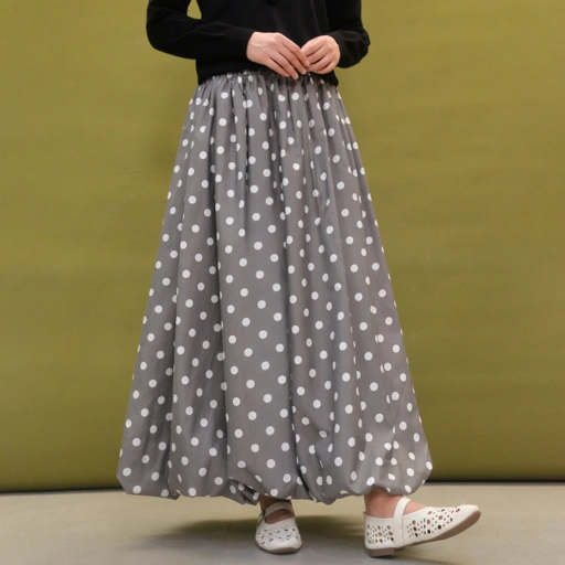Polka Balloon Skirt Gray