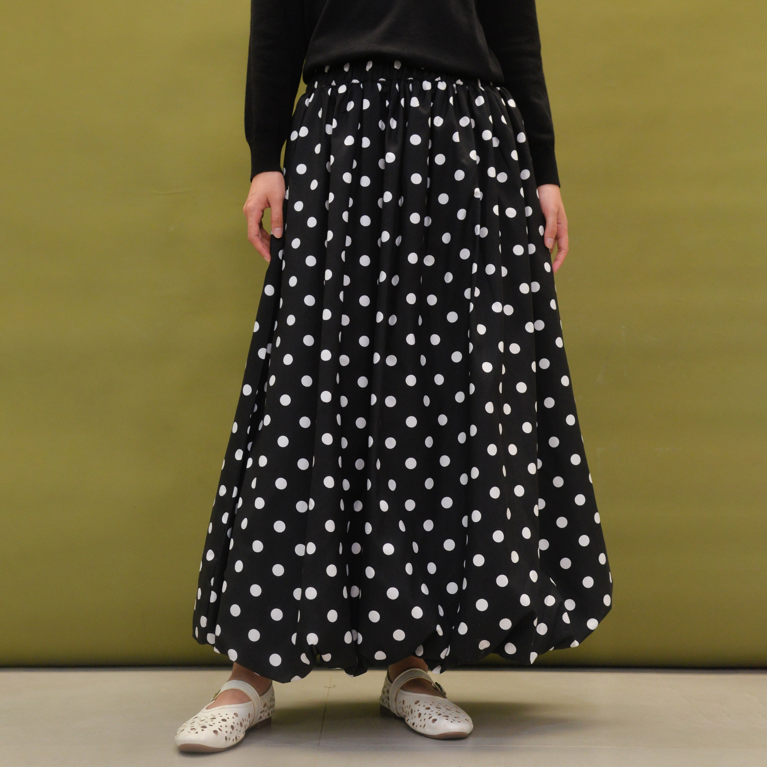 Polka Balloon Skirt TintBlack