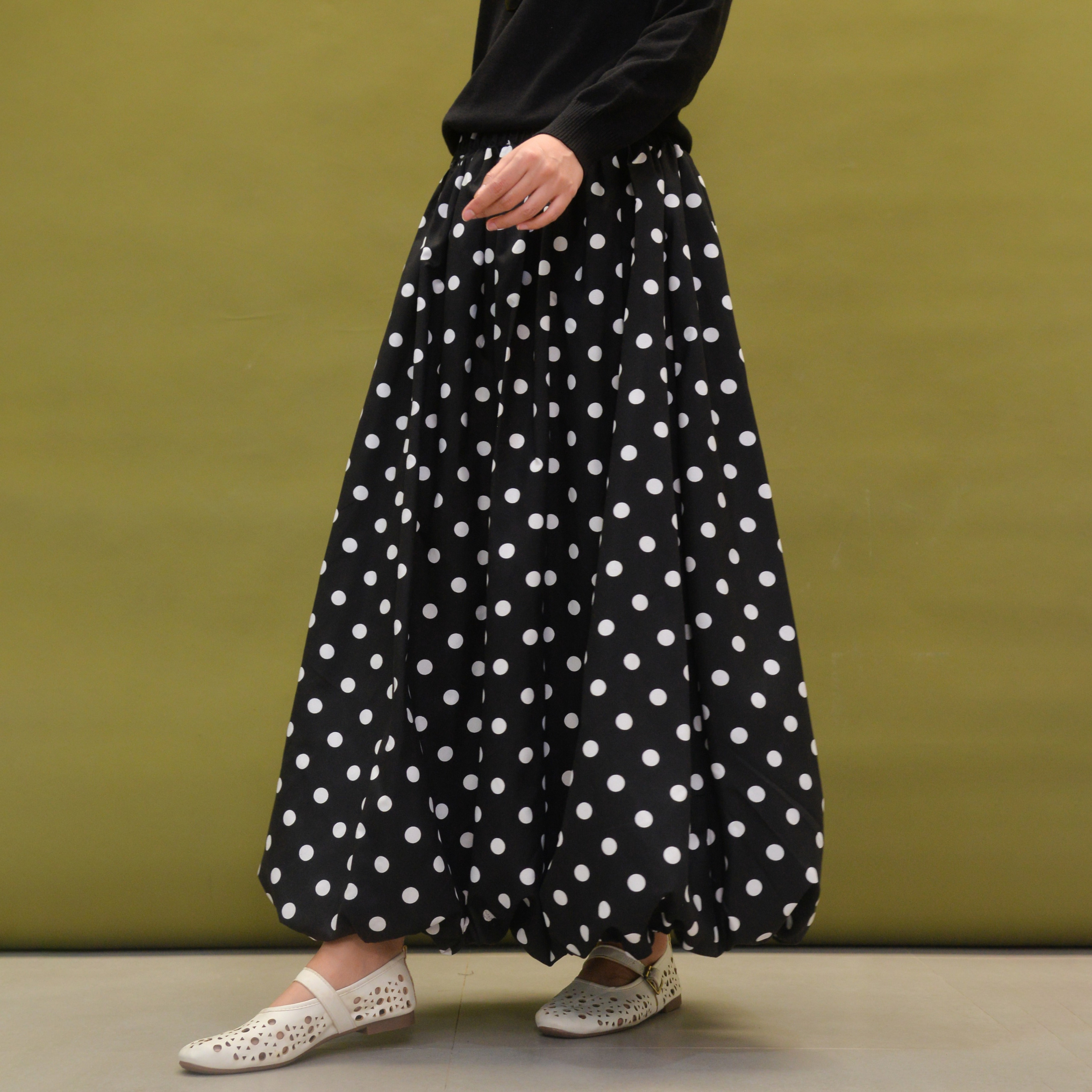 Polka Balloon Skirt TintBlack
