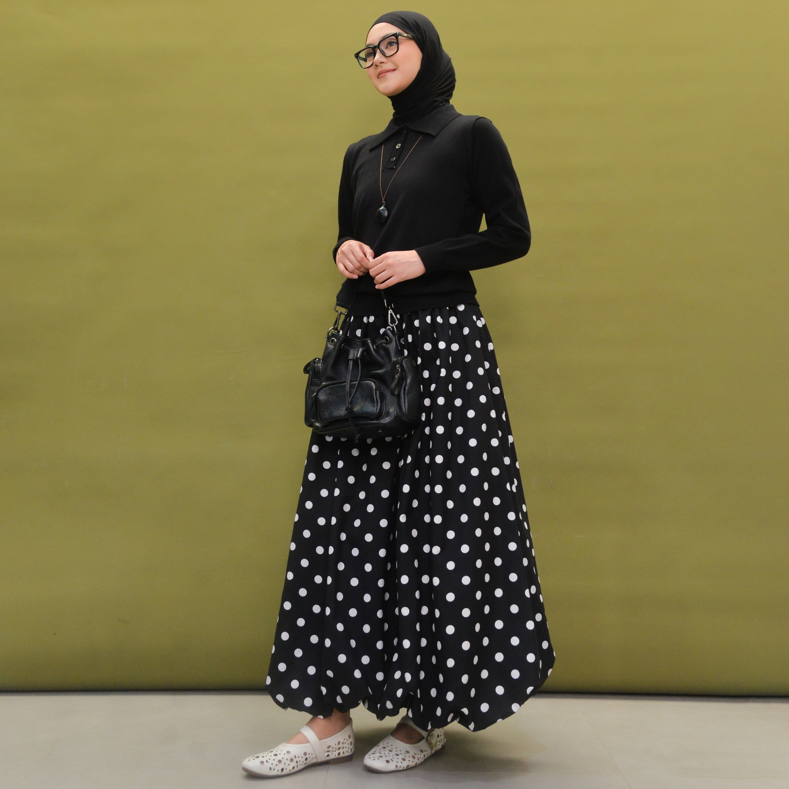 Polka Balloon Skirt TintBlack