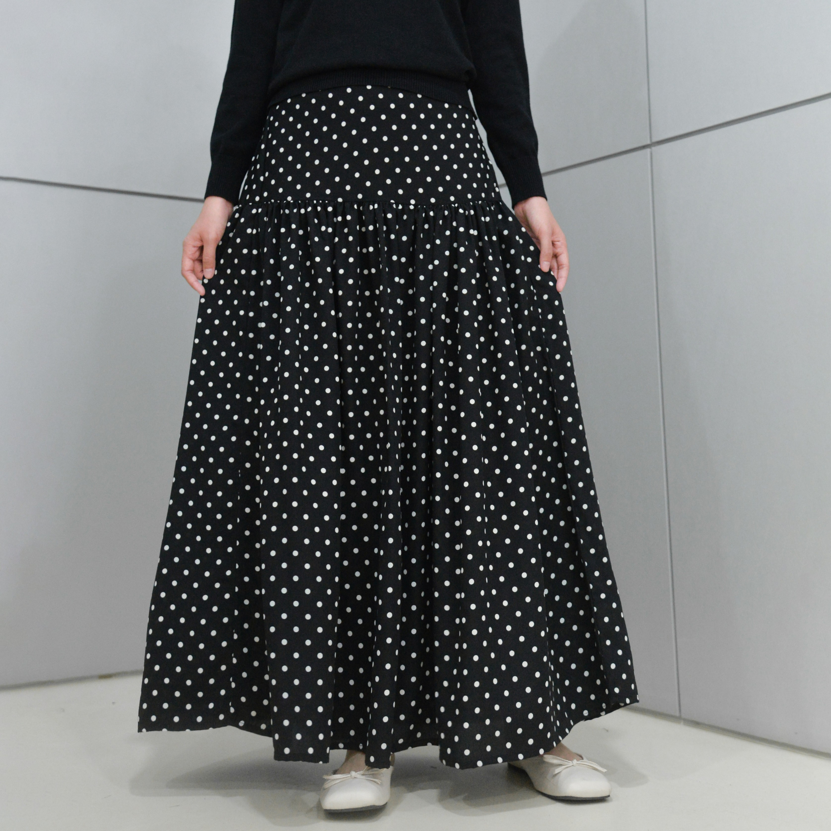 Polka Skirt Black