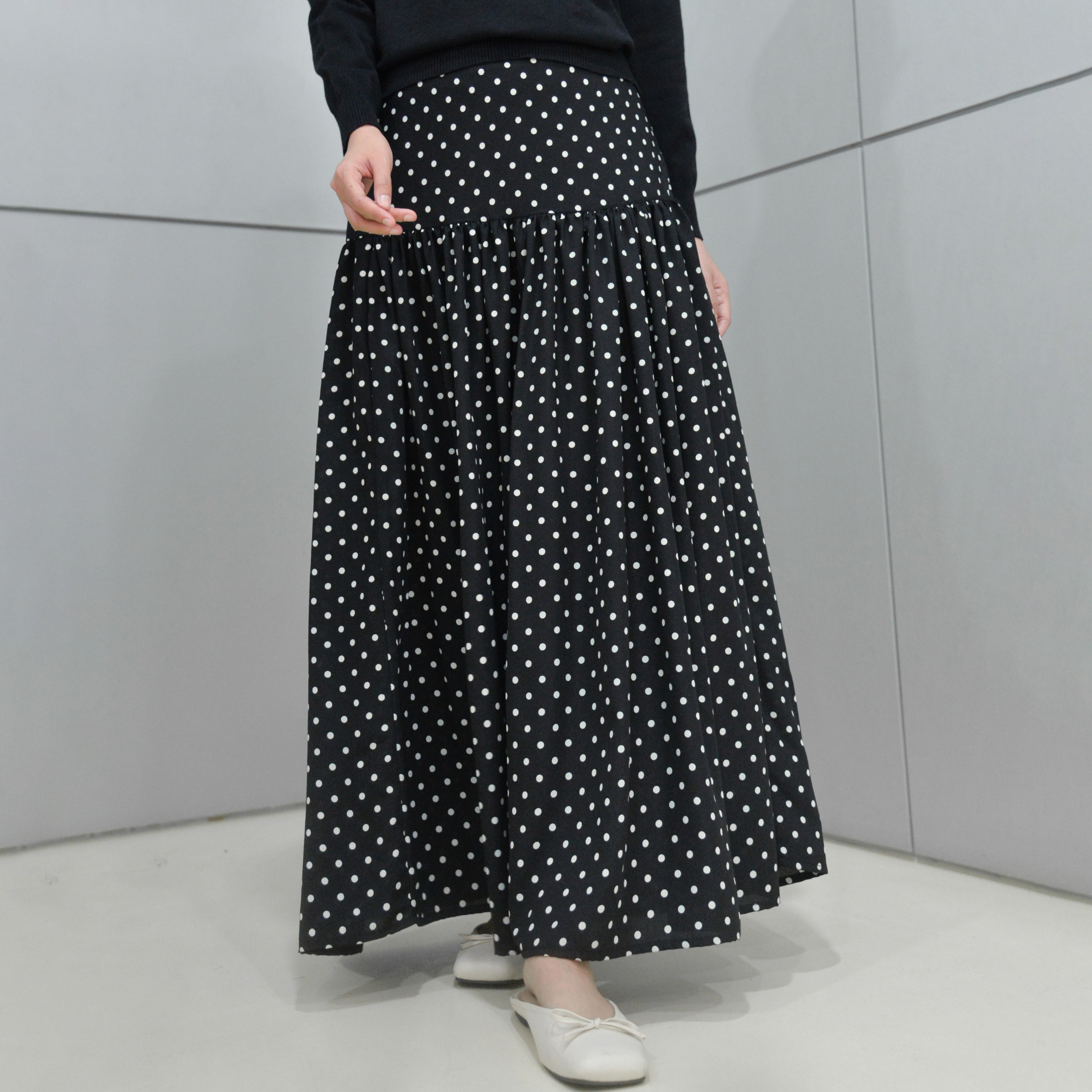 Polka Skirt Black