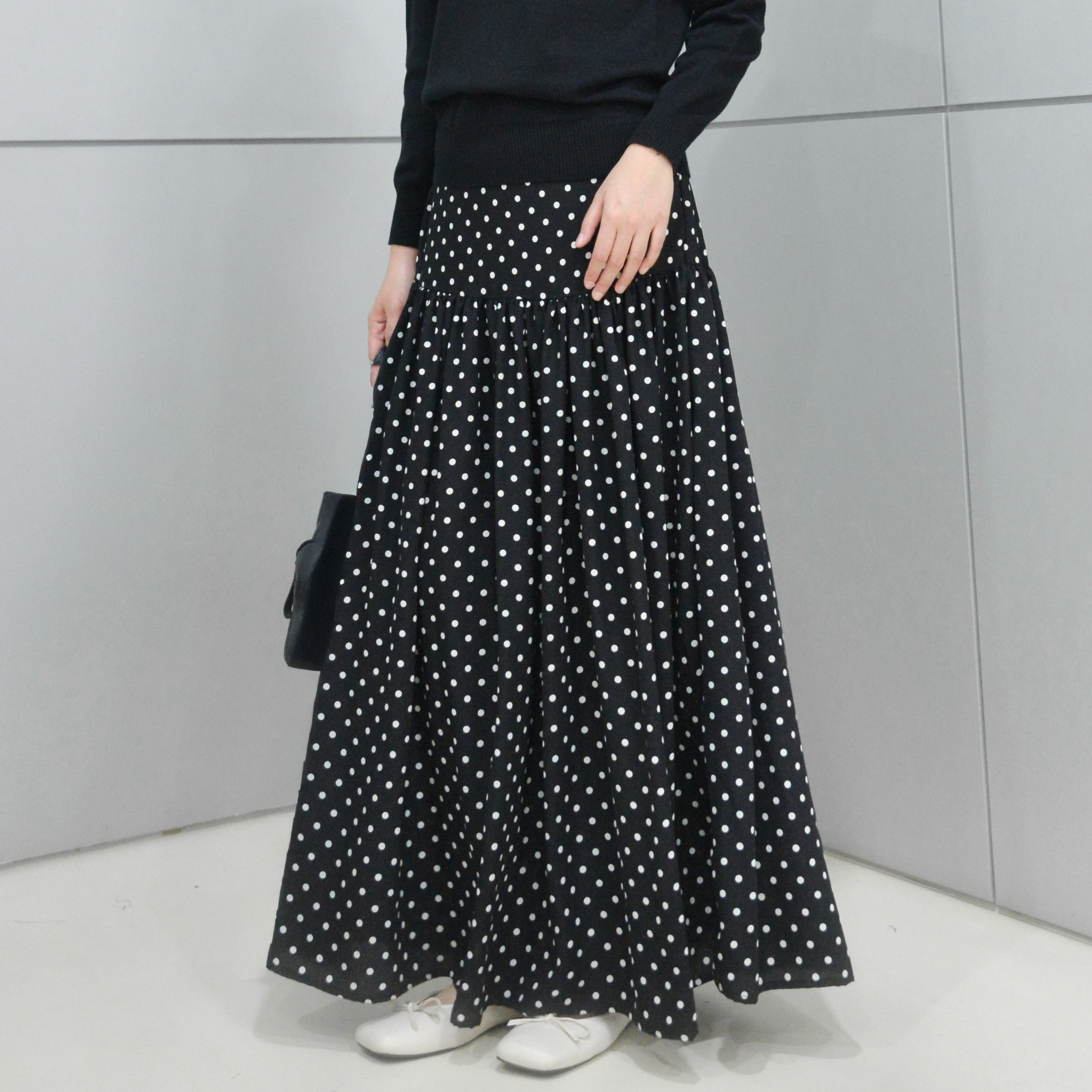 Polka Skirt Black