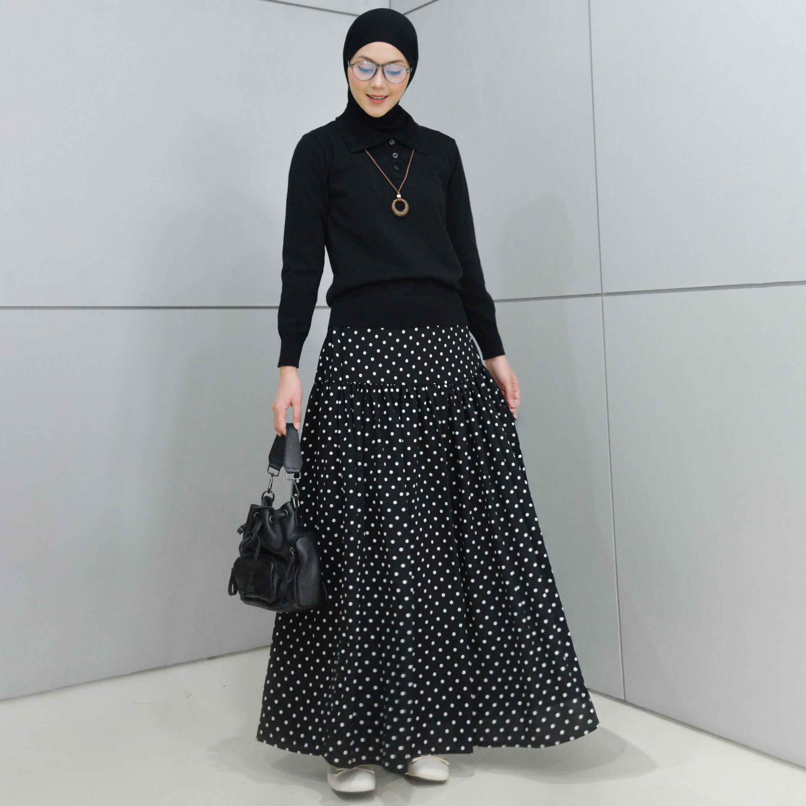 Polka Skirt Black