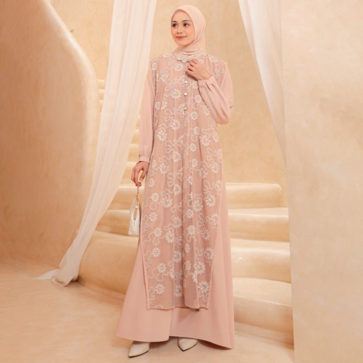 Image of Raihana Outer Dress Coral