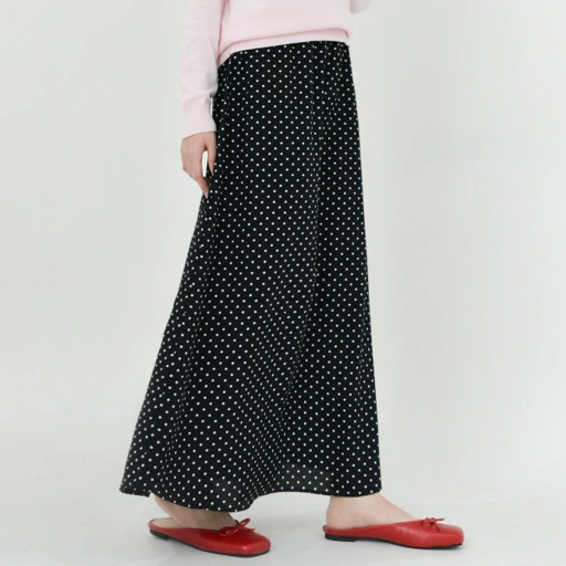 Image of Slip Skirt PolkaBlack