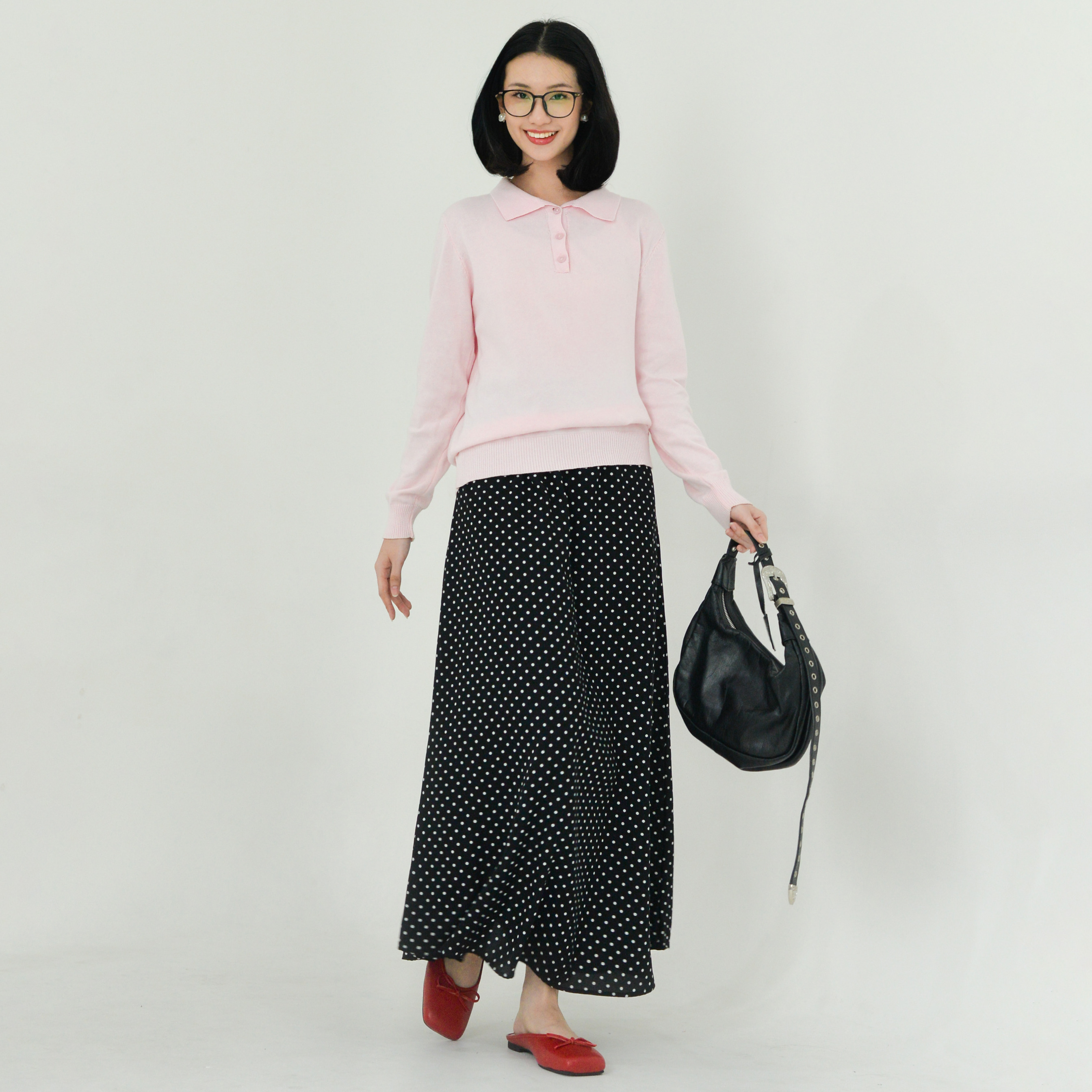 Slip Skirt PolkaBlack