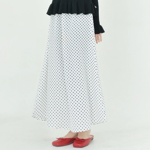 Image of Slip Skirt PolkaWhite
