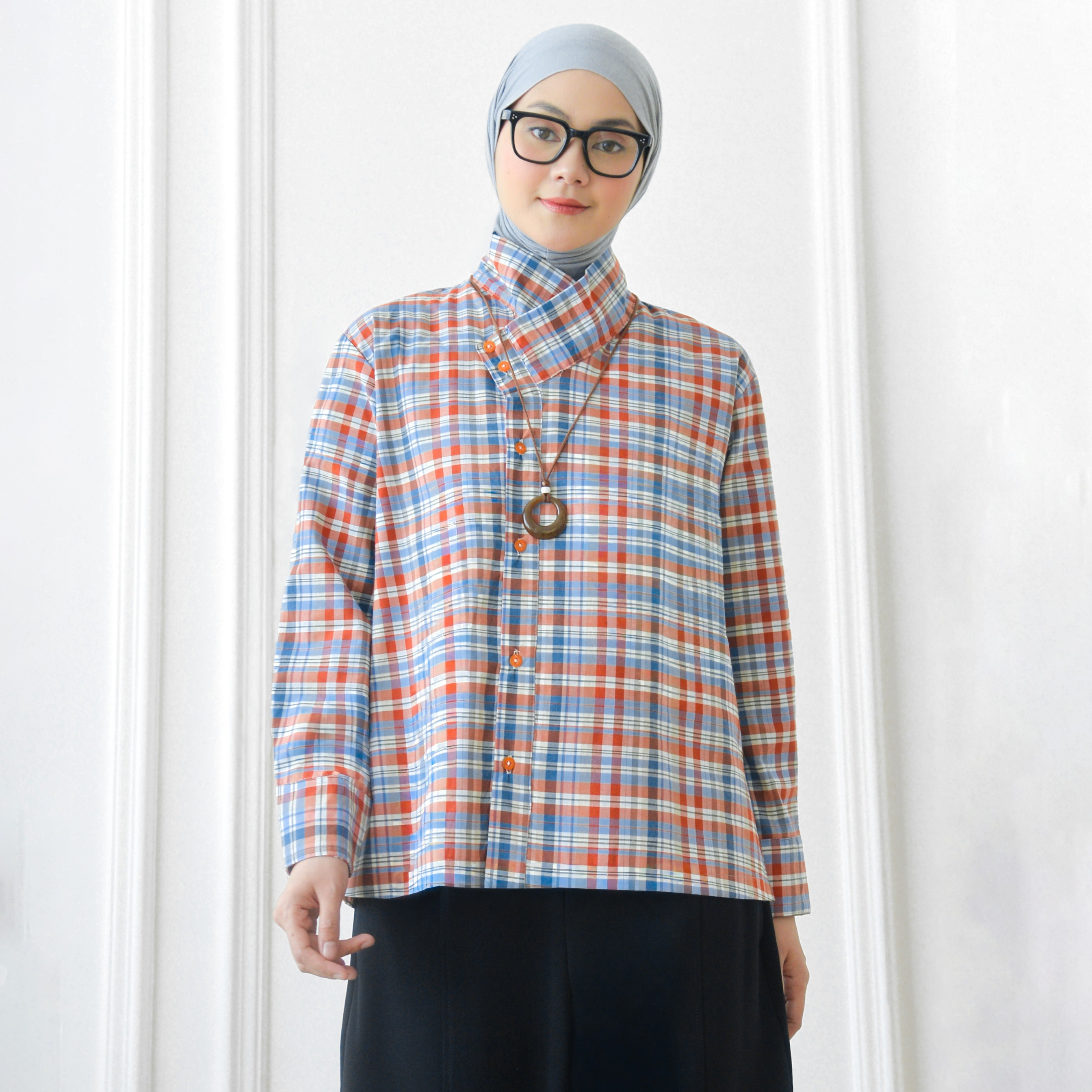 Zee Plaid Shirt Coral