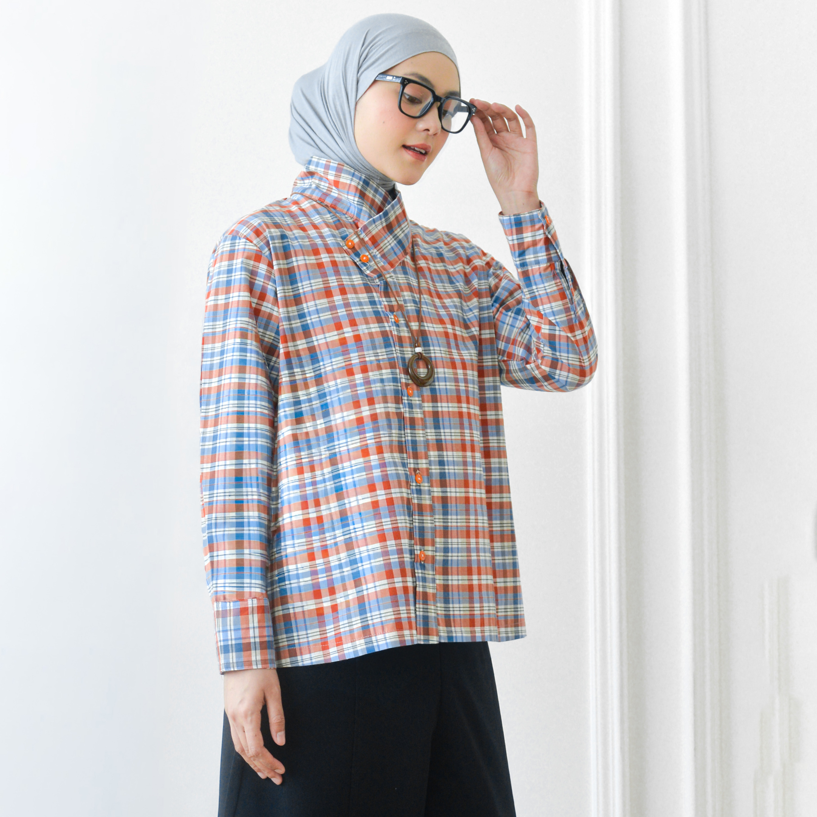 Zee Plaid Shirt Coral