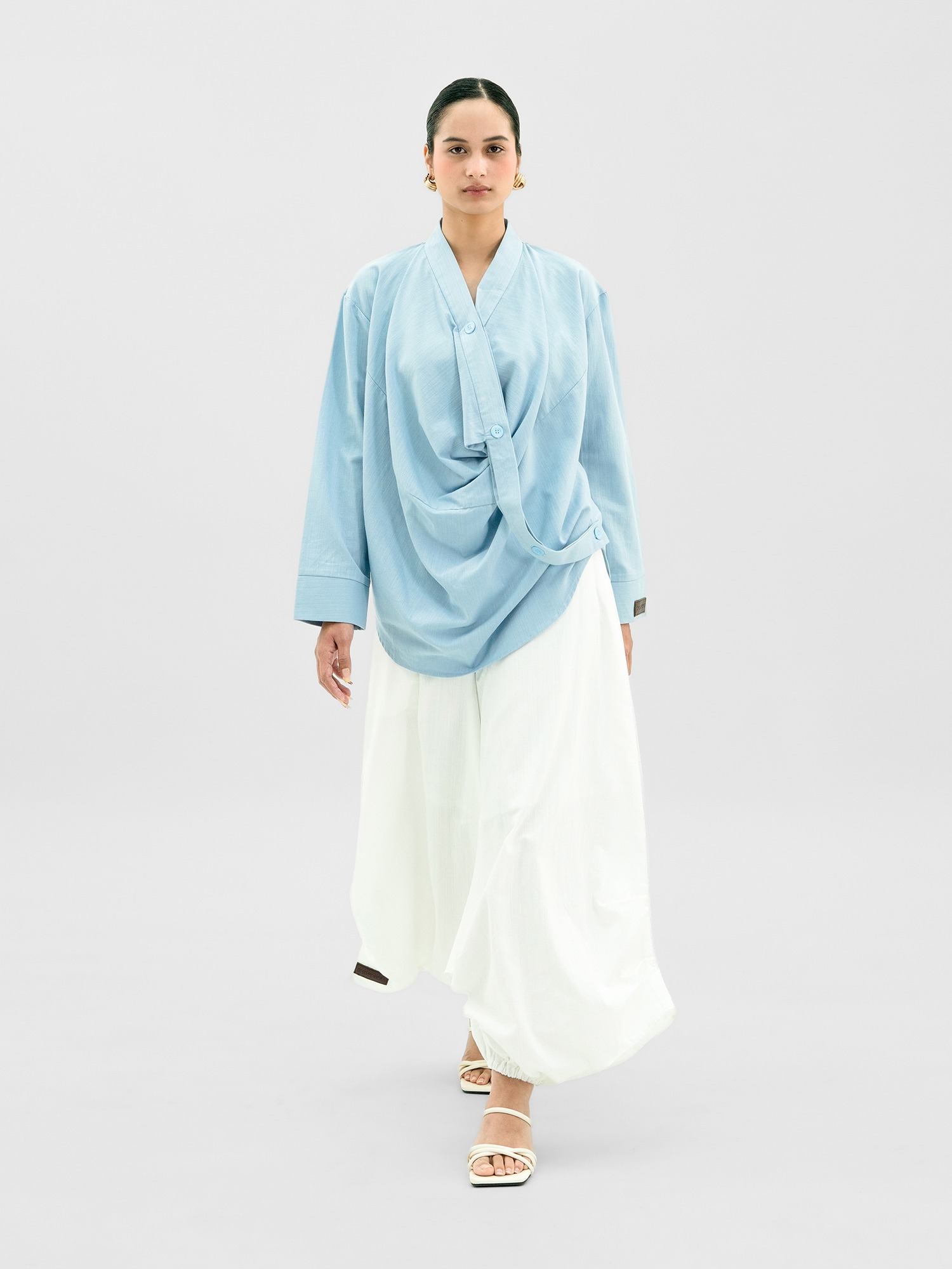 Drapery Collar Blouse (Long Sleeve)