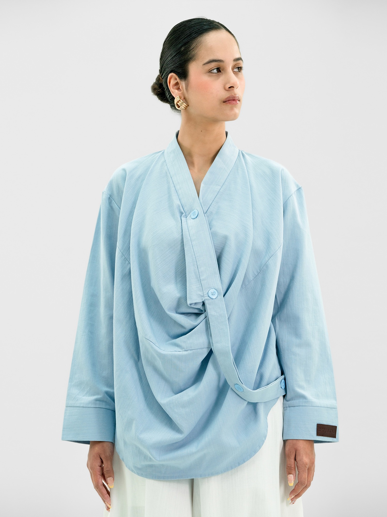 Drapery Collar Blouse (Long Sleeve)