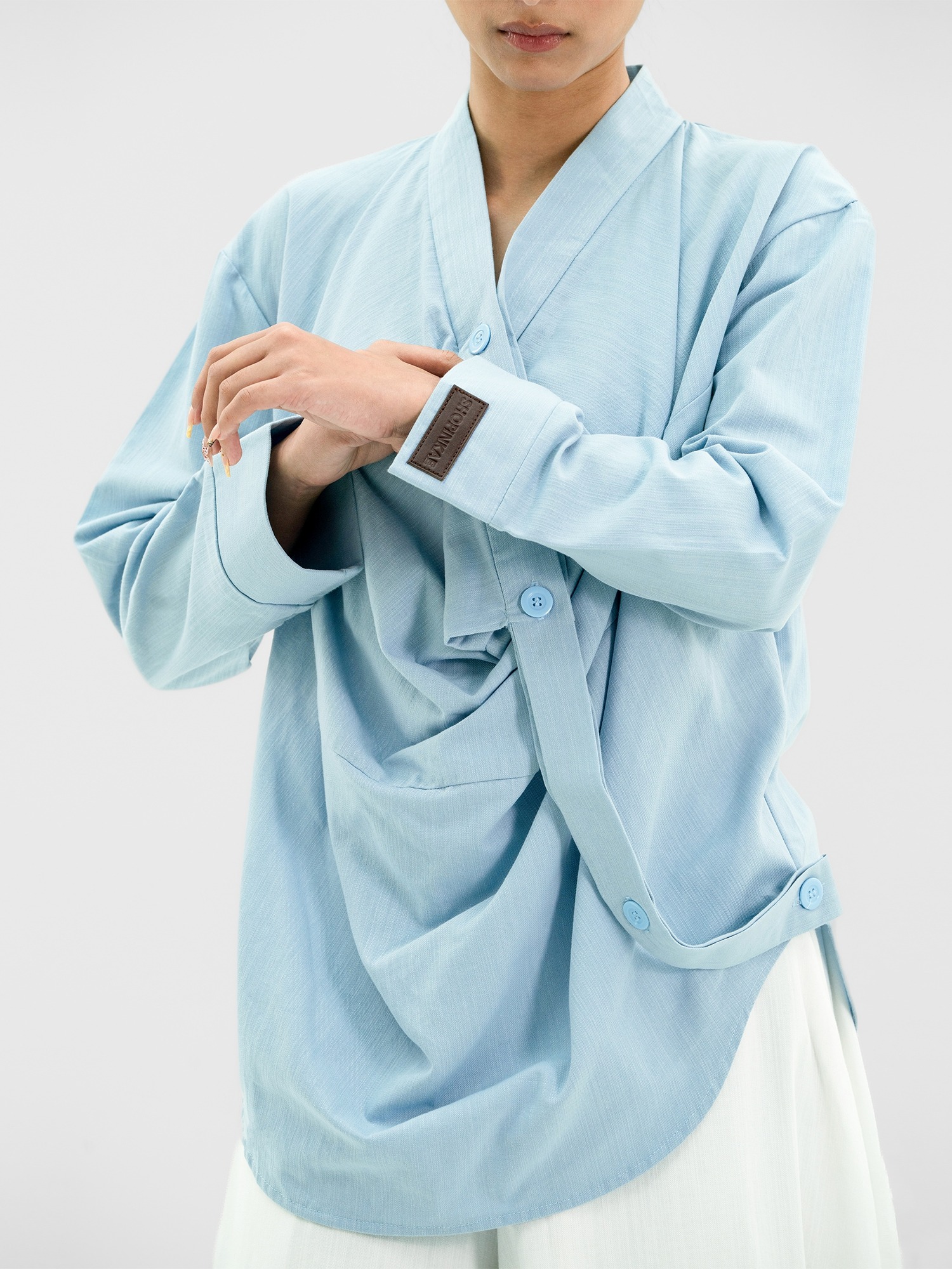 Drapery Collar Blouse (Long Sleeve)