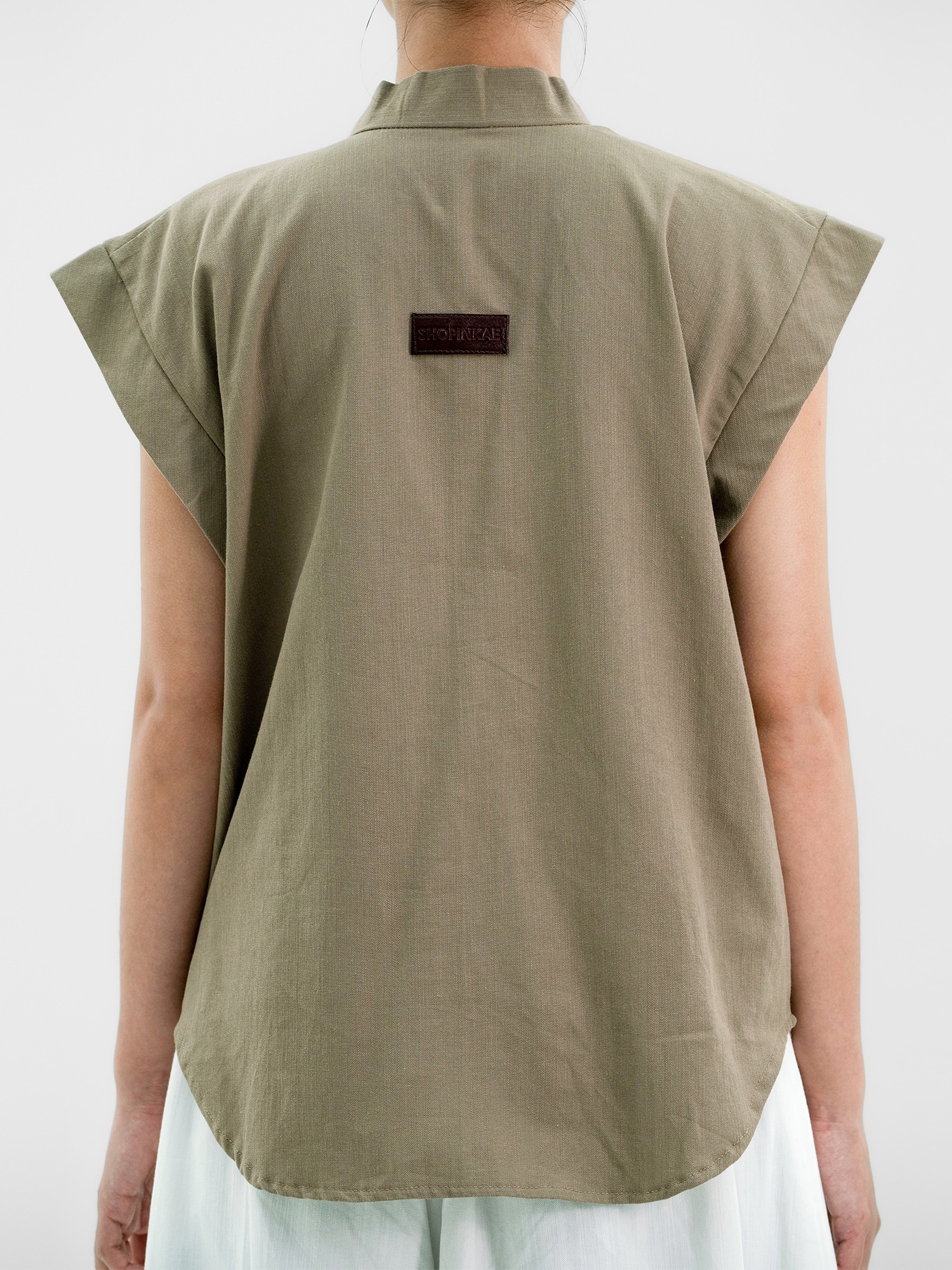 Drapery Collar Blouse (Short Sleeve)